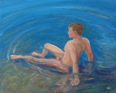 Nude Bather Study male painting.