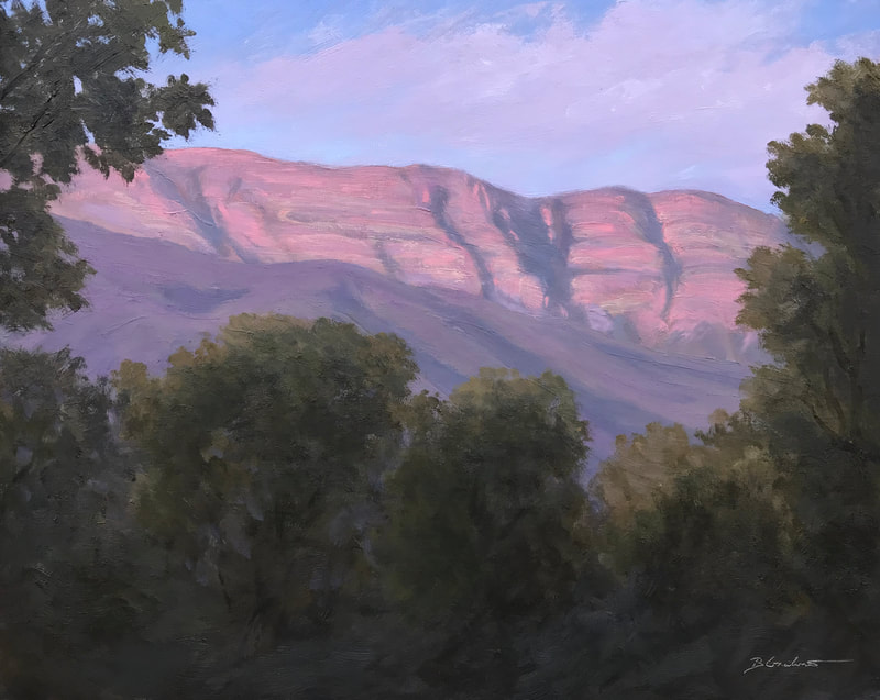 Ojai Pink Moment Insight, Ojai CA Landscape painting. 