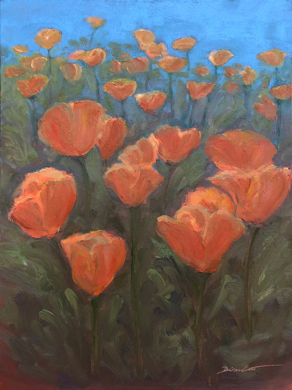 California Poppies and Sky painting.